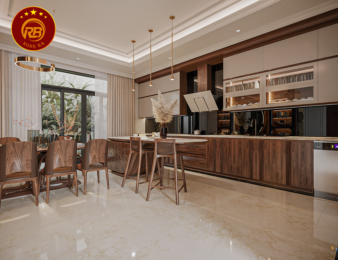 Tư vấn báo giá tủ bếp gỗ óc chó thiết kế sản xuất theo yêu cầu