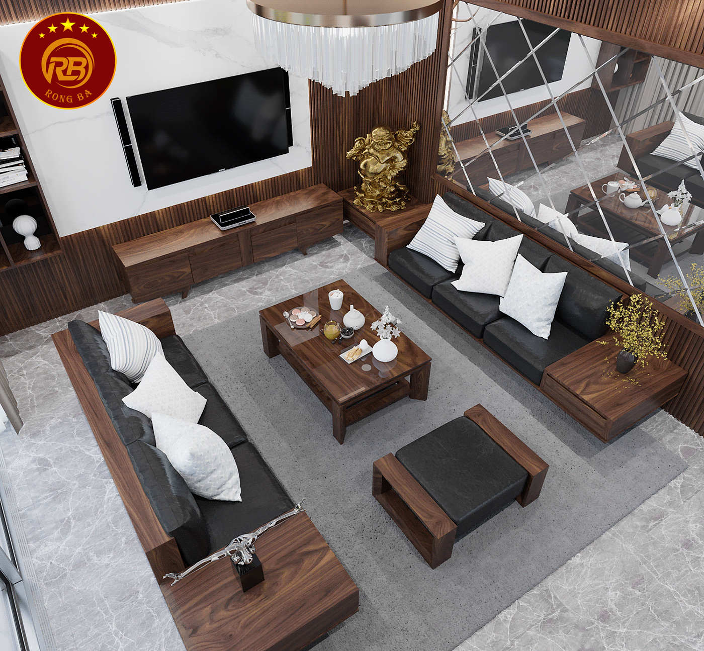 sofa gỗ óc chó 120