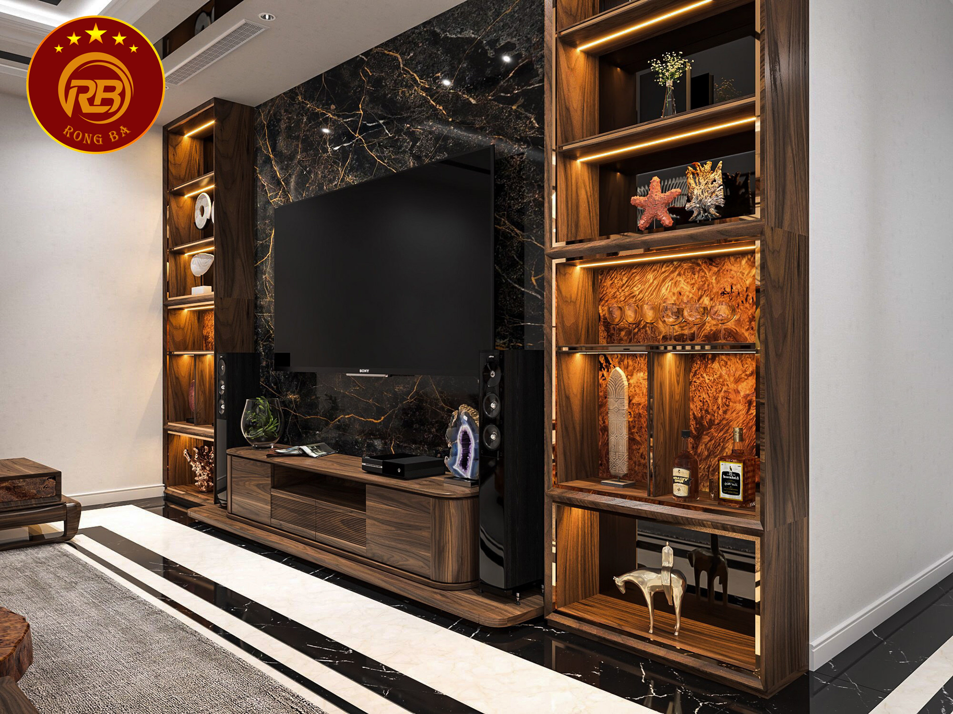 tủ trang trí gỗ óc chó 13