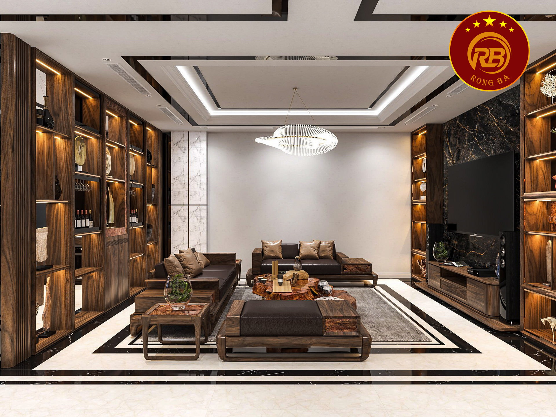 tủ trang trí gỗ óc chó 14