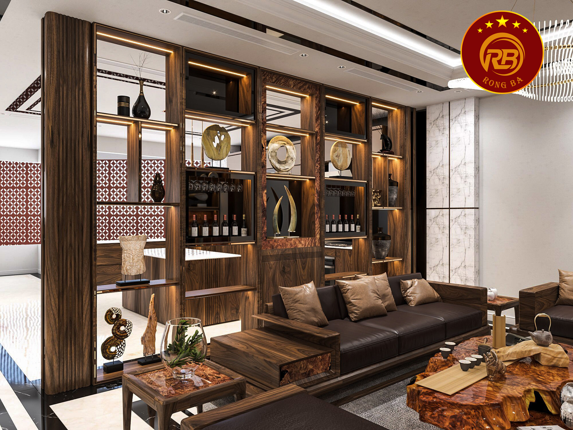 tủ trang trí gỗ óc chó 16