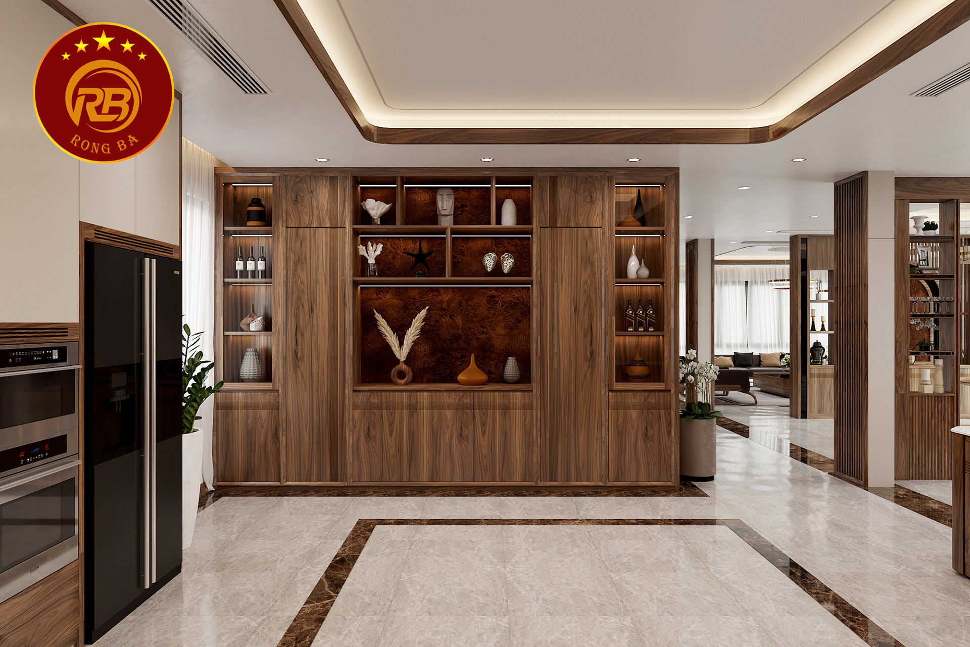 tủ trang trí gỗ óc chó 19