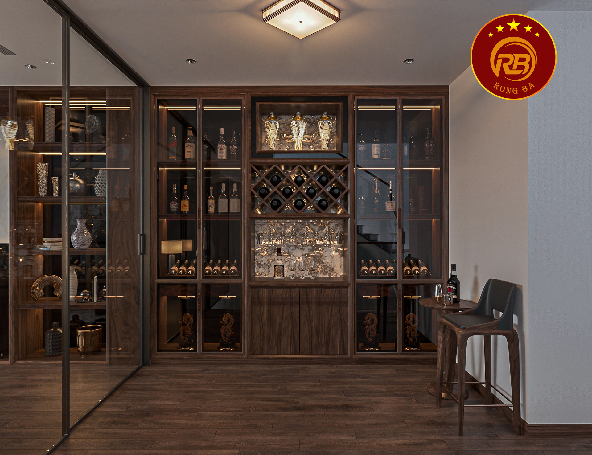 tủ trang trí gỗ óc chó 32