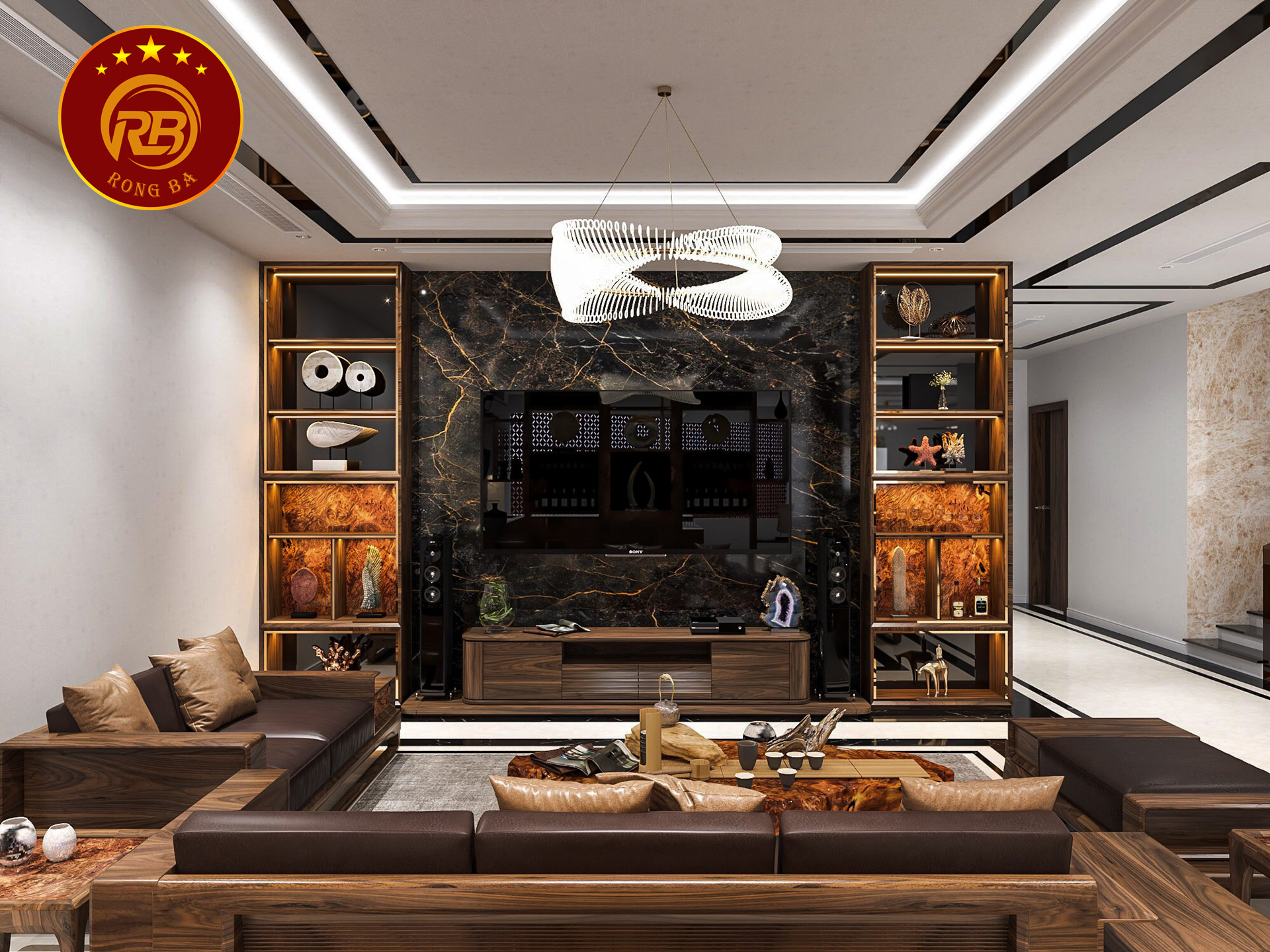 tủ trang trí gỗ óc chó 4