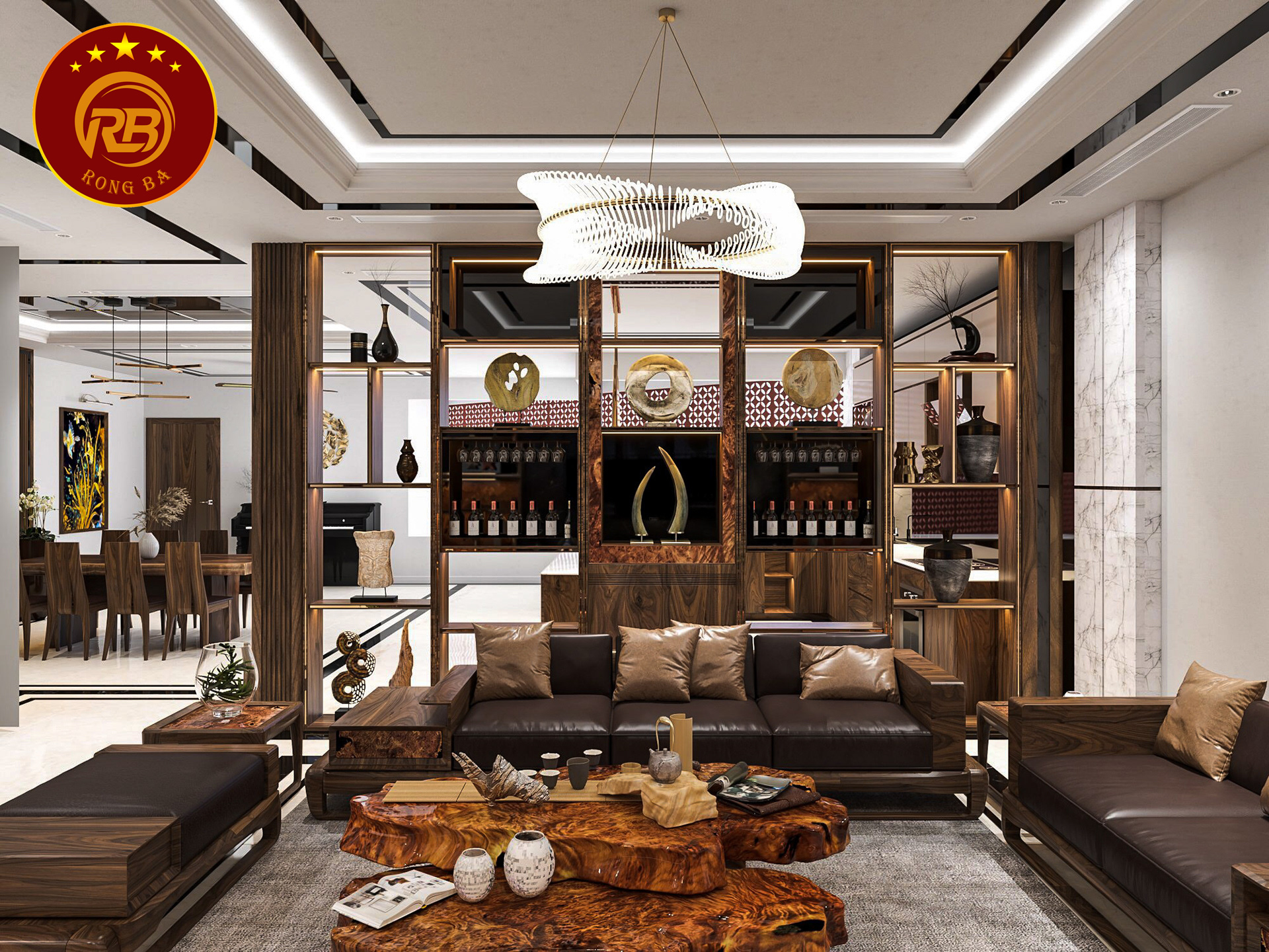 tủ trang trí gỗ óc chó 6