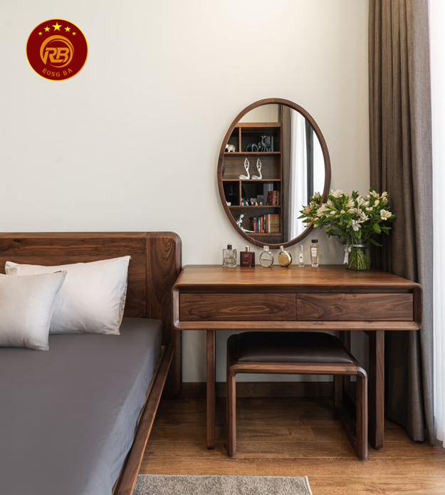 Bàn phấn gỗ óc chó 11
