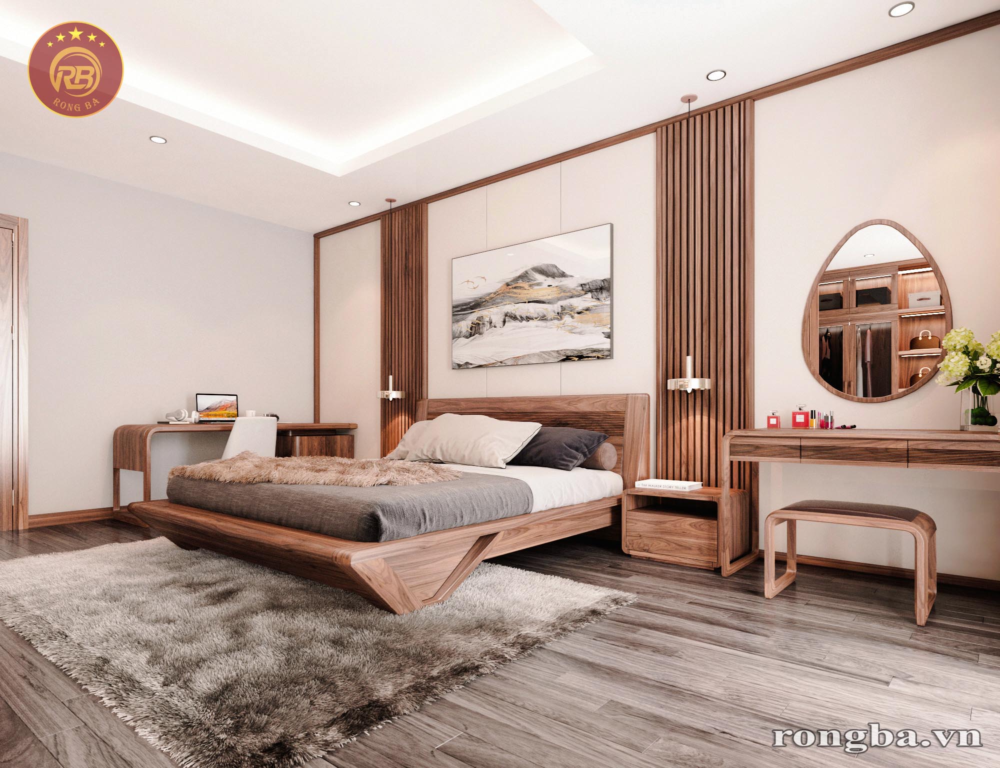 Bàn phấn gỗ óc chó 12