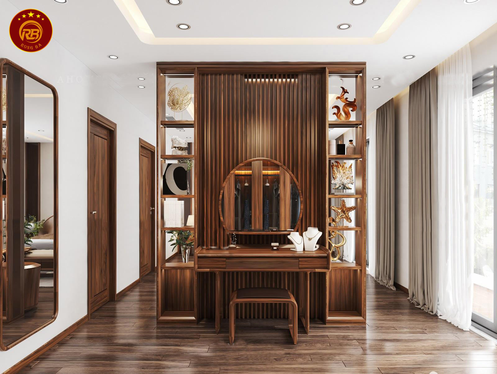 Bàn phấn gỗ óc chó 3