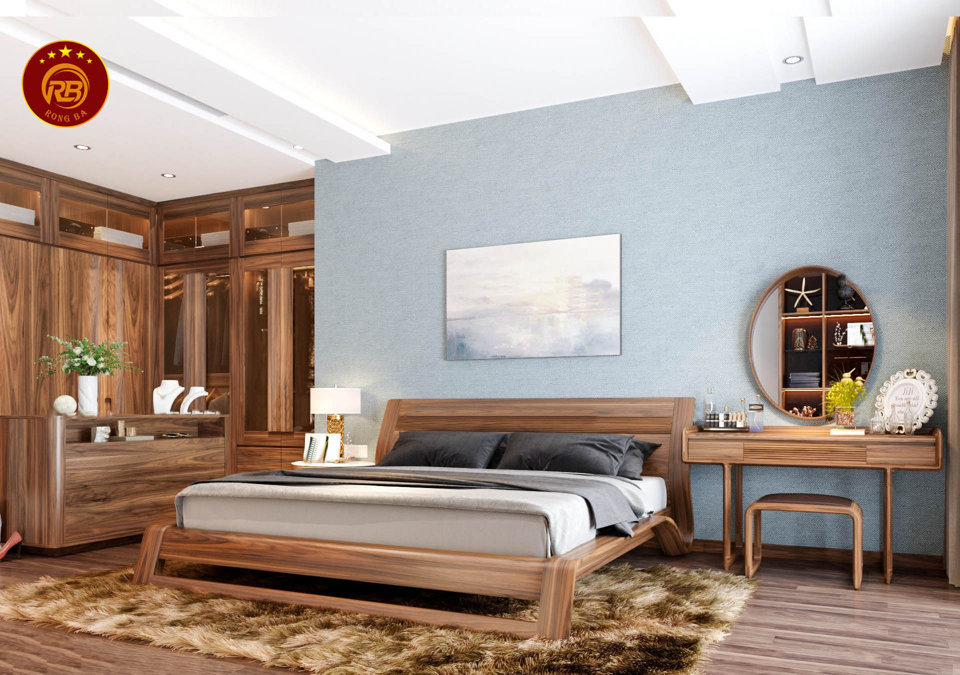 Bàn phấn gỗ óc chó 8