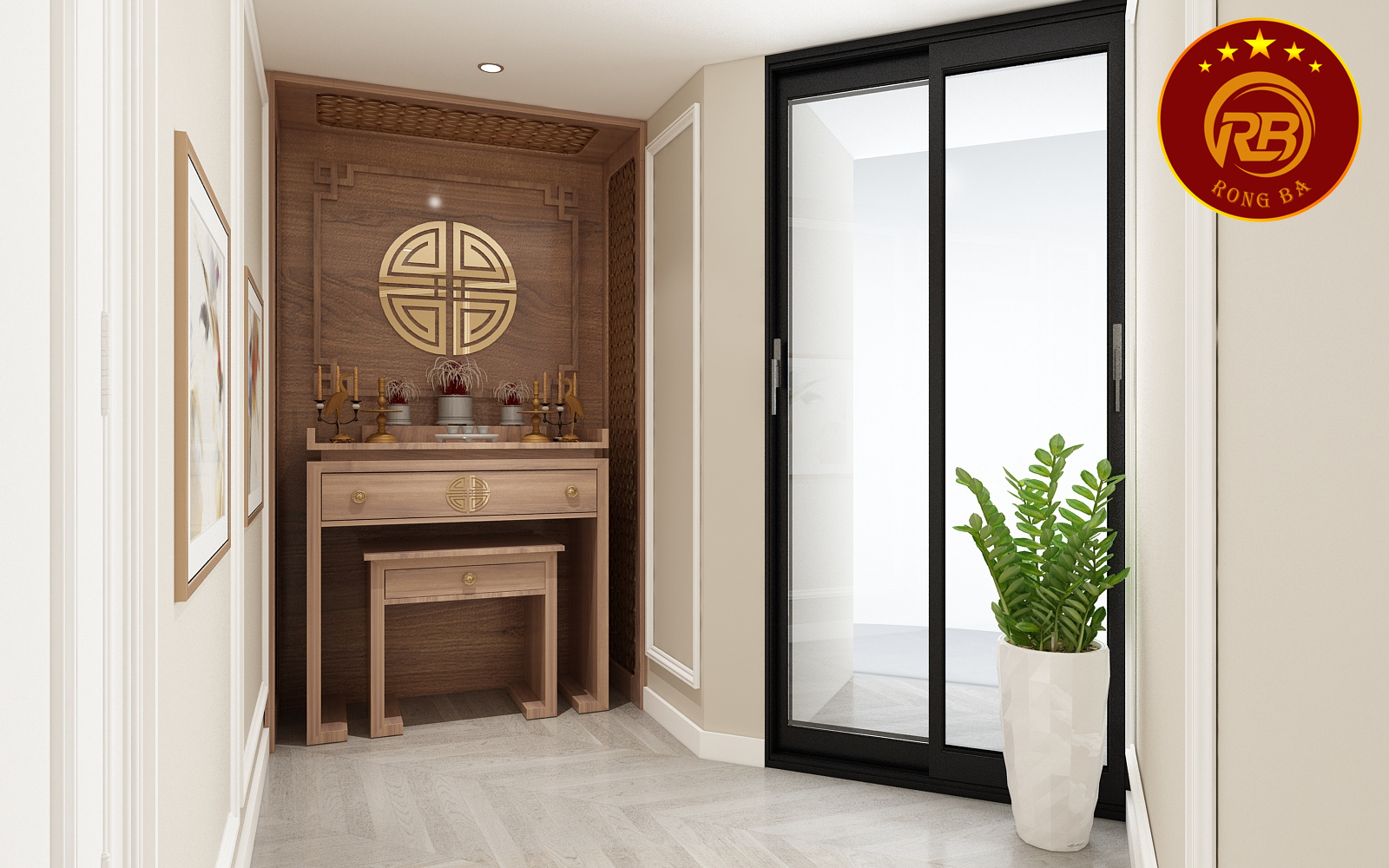 bàn thờ treo tường hiện đại 12