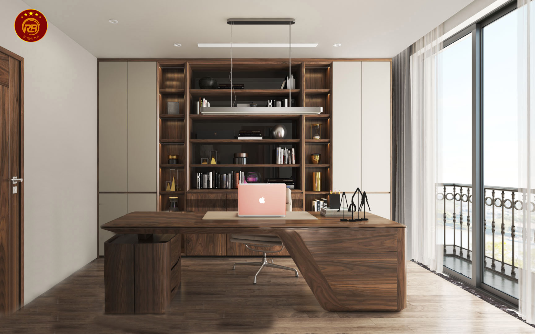 bàn làm việc gỗ óc chó 55