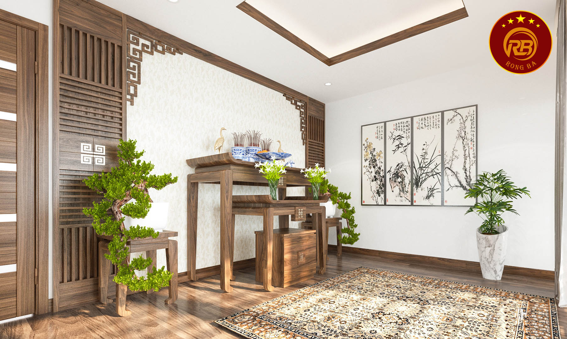 bàn thờ gỗ óc chó 2