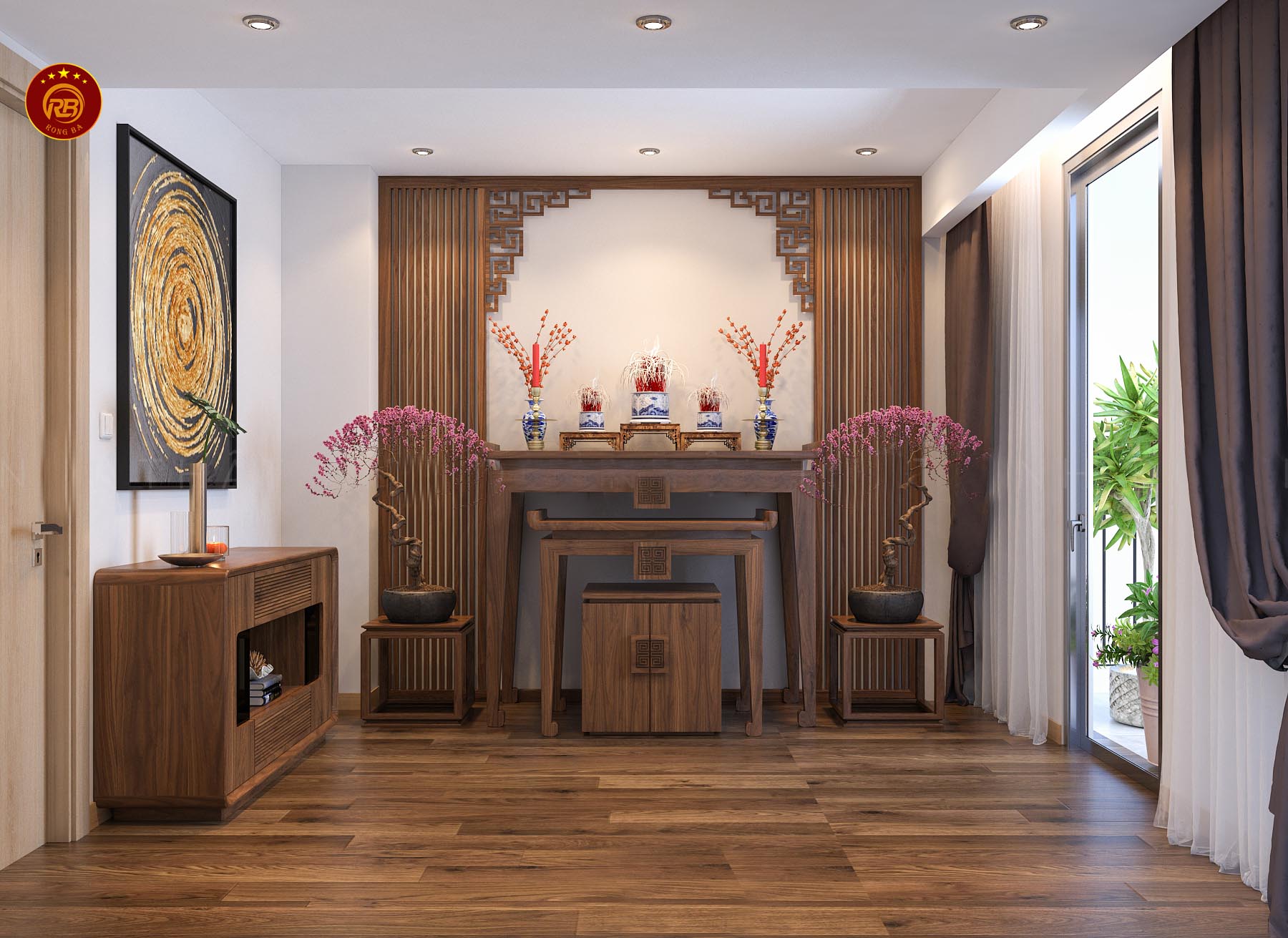 bàn thờ gỗ óc chó 7