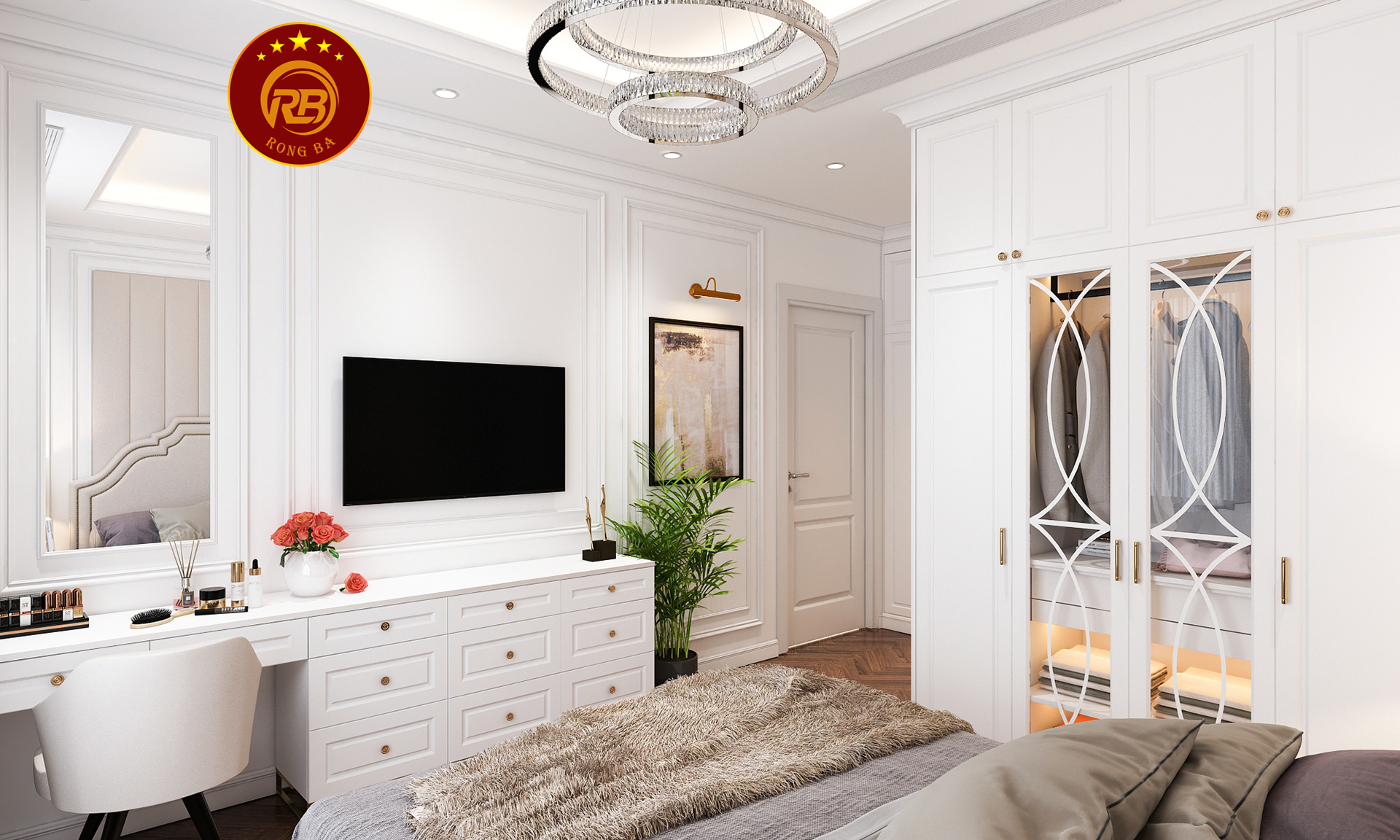 kích thước kệ tivi tân cổ điển 10