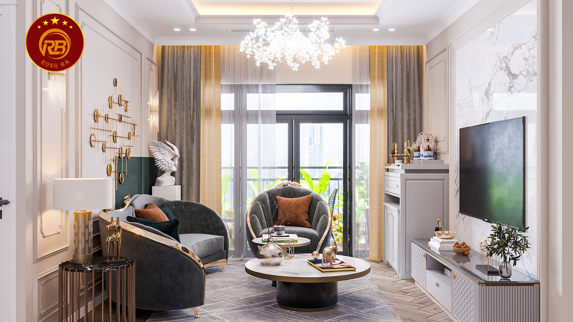 kích thước kệ tivi tân cổ điển 13