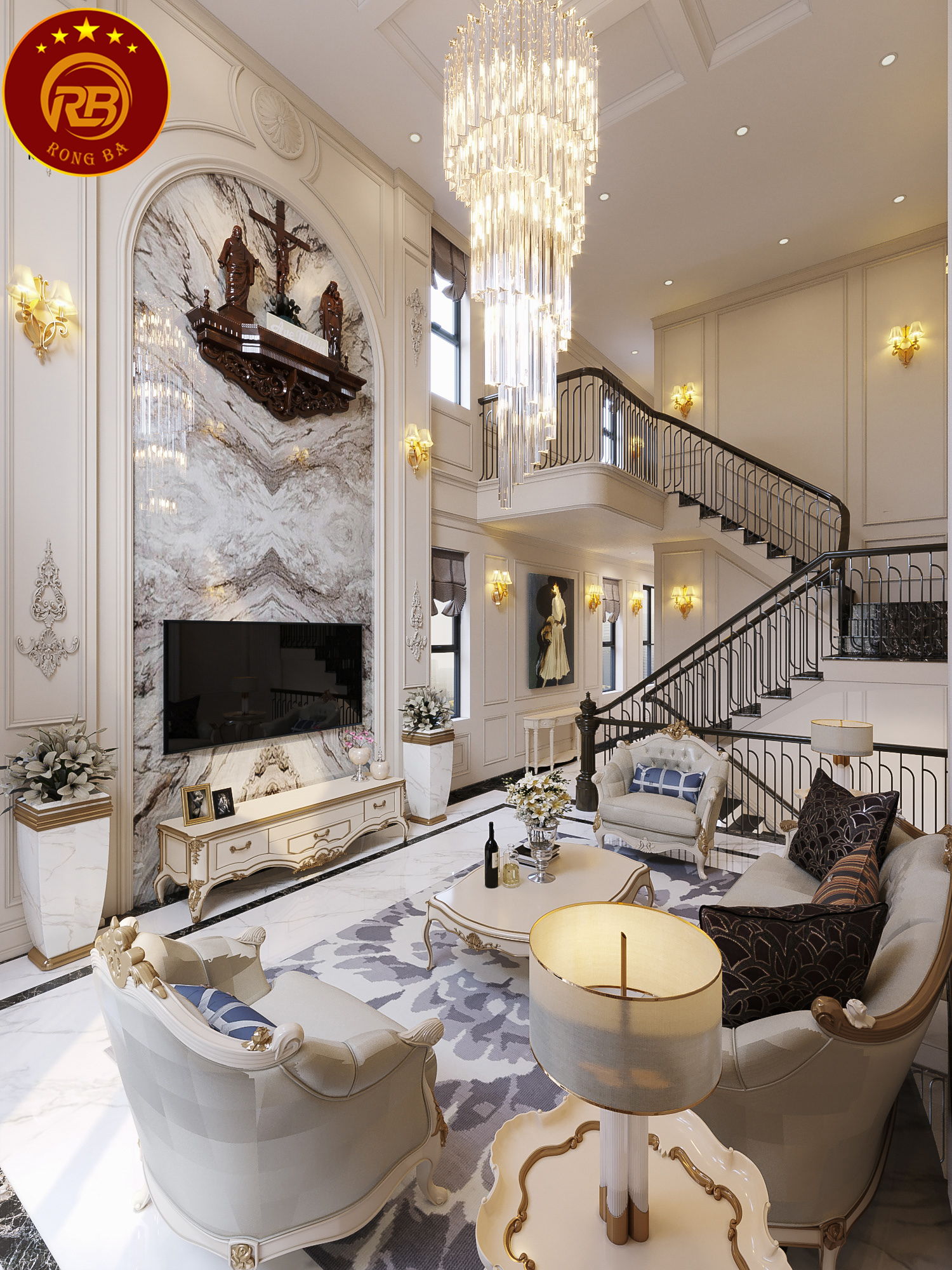 kích thước kệ tivi tân cổ điển 15