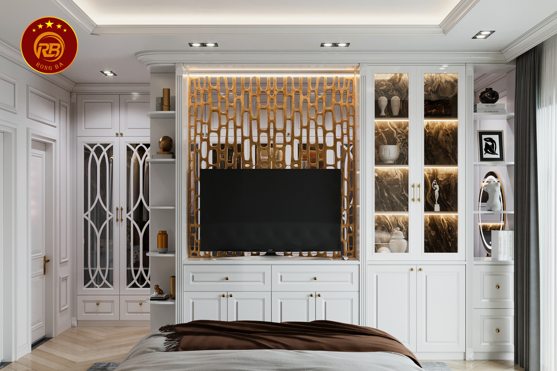 kích thước kệ tivi tân cổ điển 7