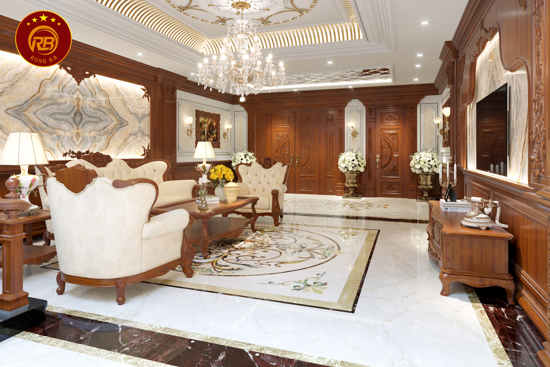 kích thước kệ tivi tân cổ điển 9