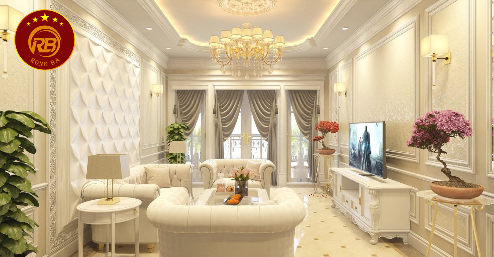 kích thước kệ tivi tân cổ điển