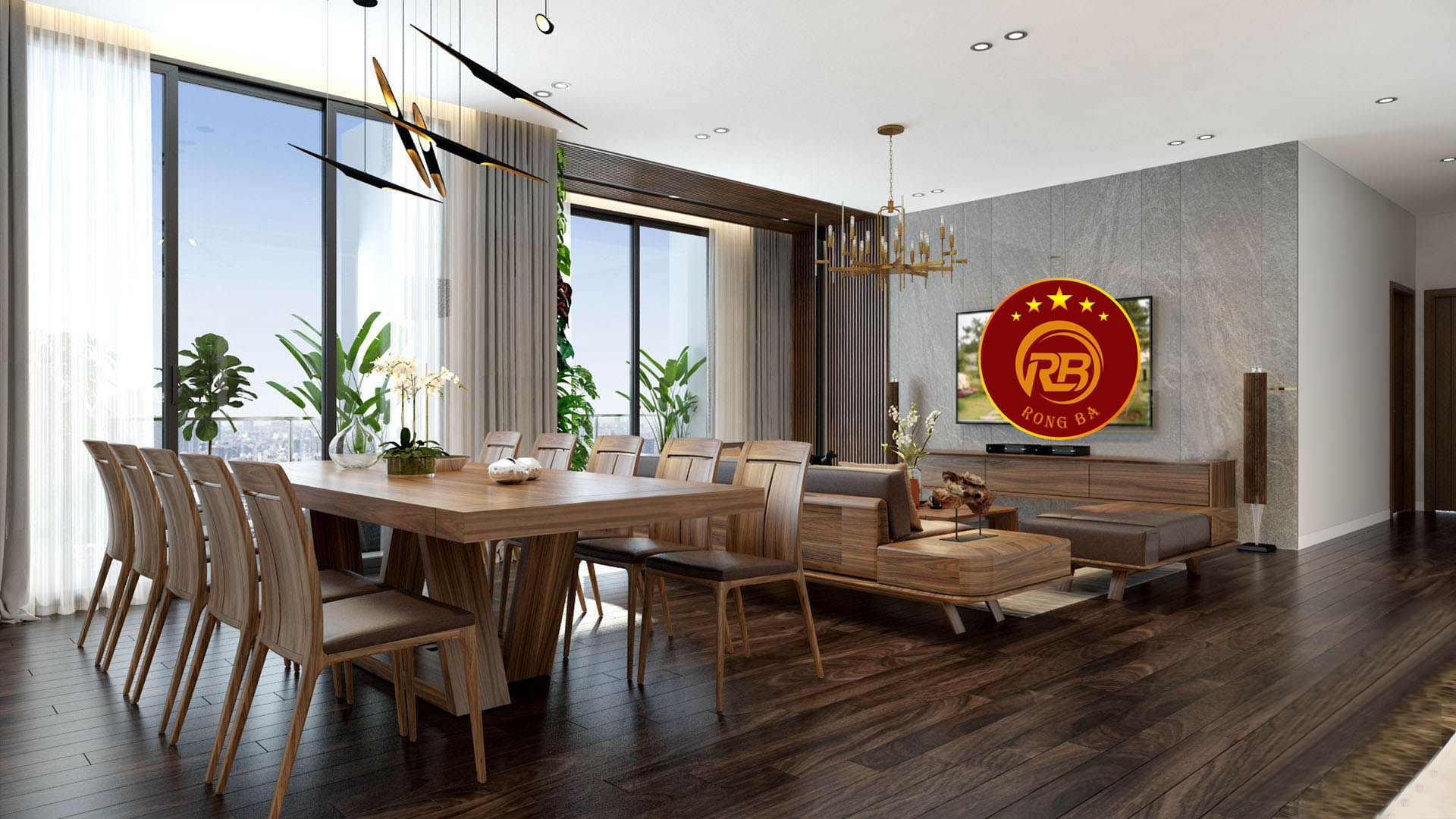 Bàn ăn gỗ óc chó nguyên tấm 10