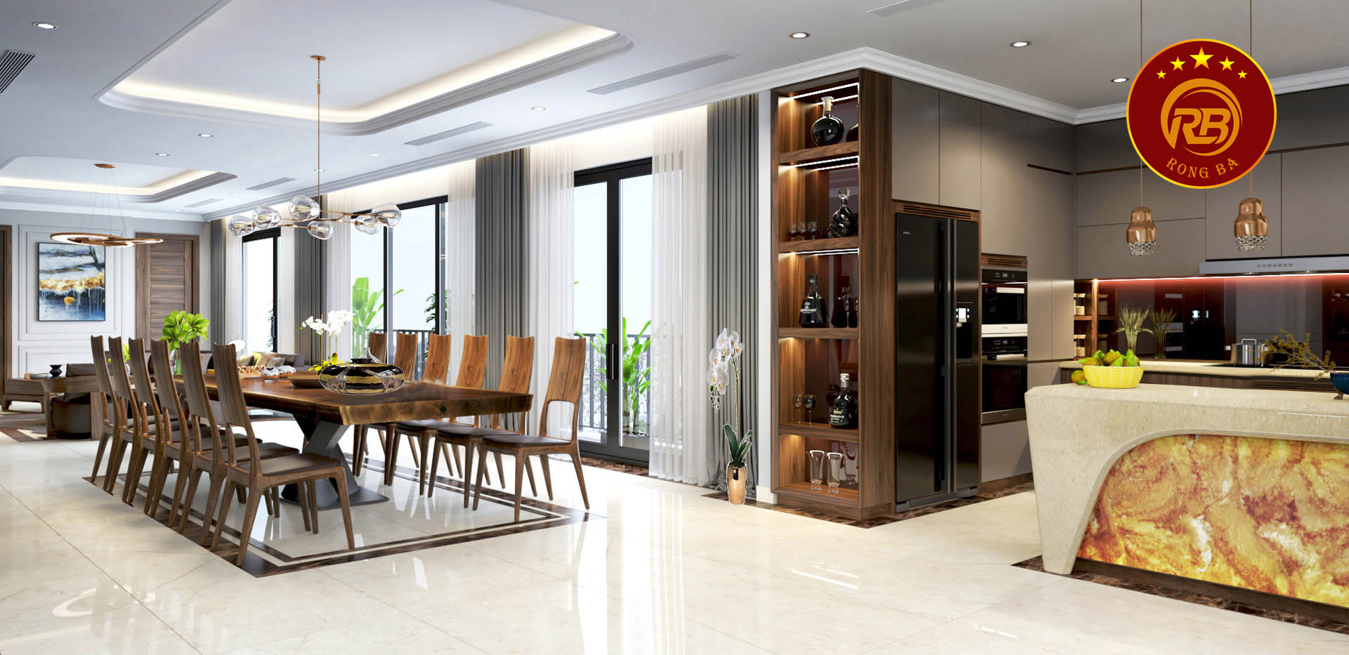 Bàn ăn gỗ óc chó nguyên tấm 12