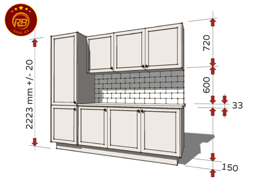 kích thước các ngăn tủ bếp 1