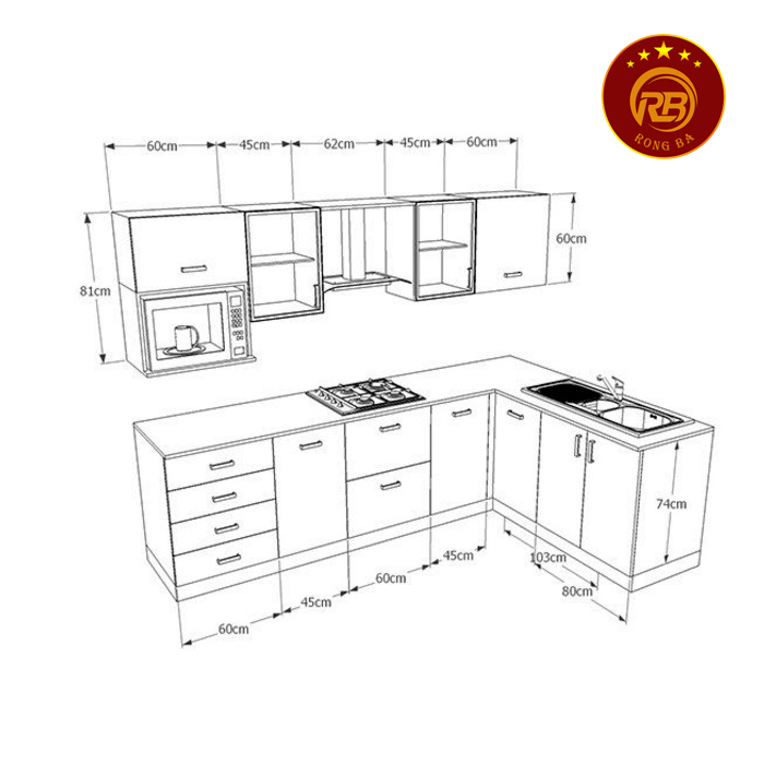 kích thước các ngăn tủ bếp 4