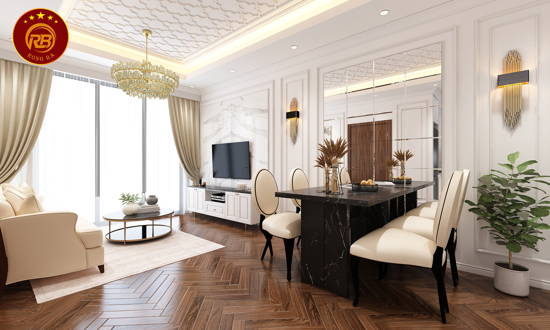 Kích thước kệ tivi phòng khách 1