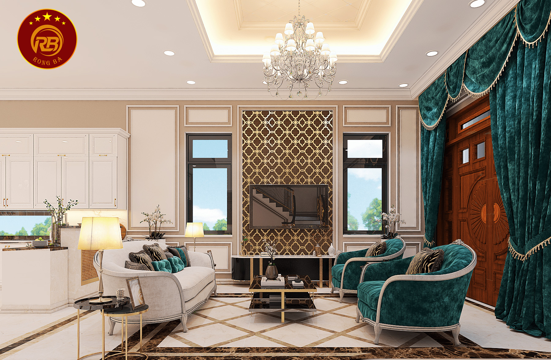 Kích thước kệ tivi phòng khách 2