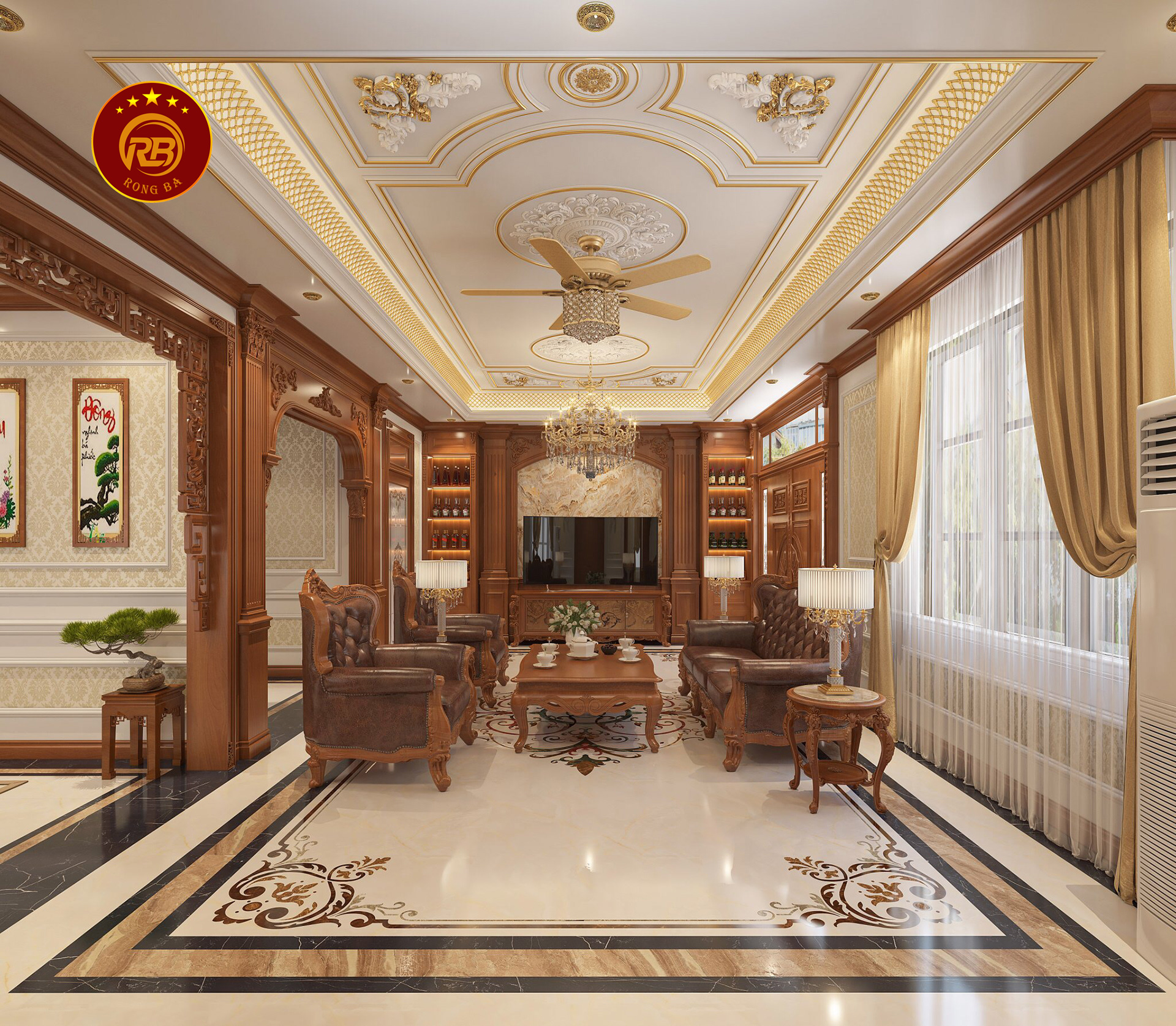 Kích thước kệ tivi phòng khách 4