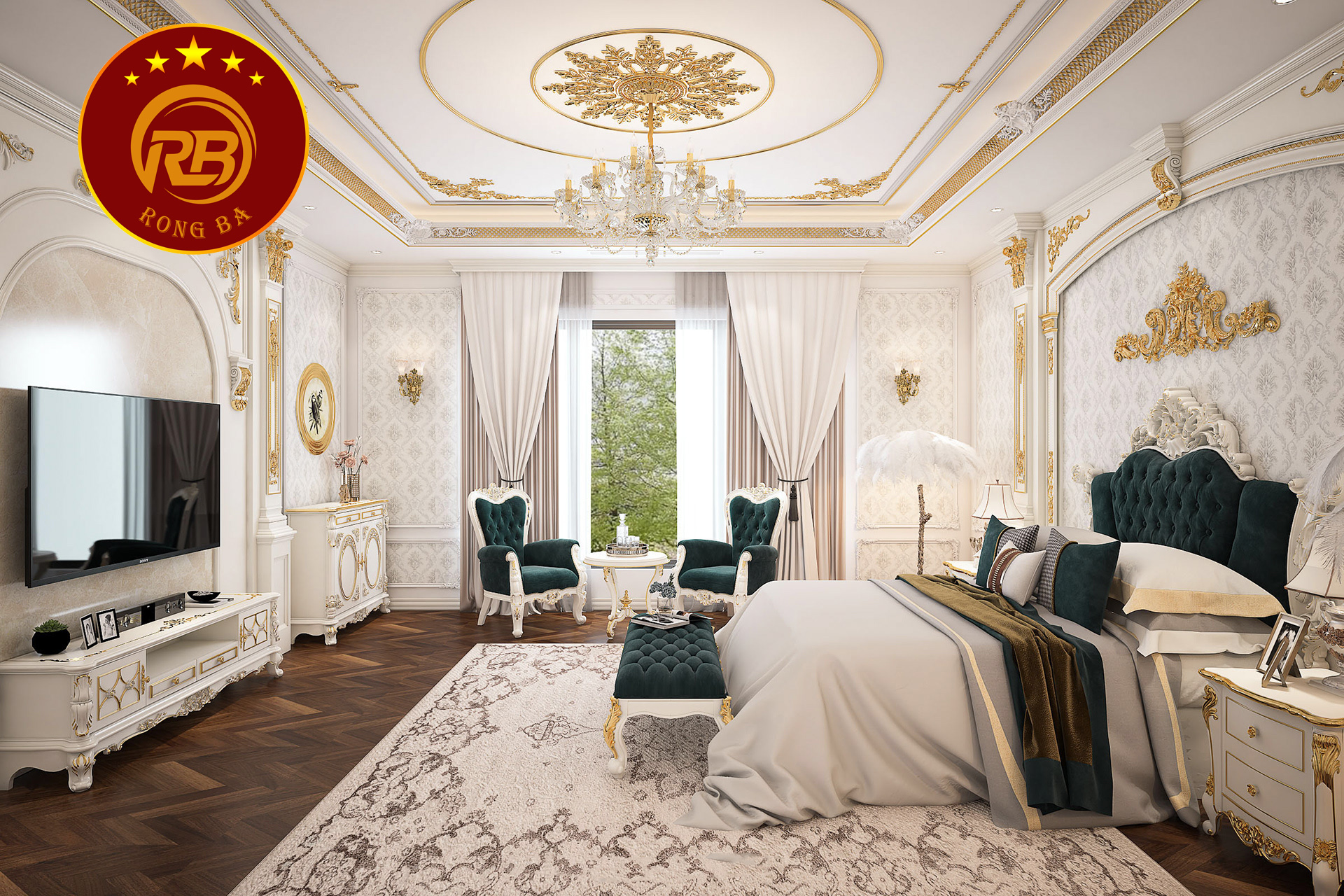 kích thước kệ tivi tân cổ điển 10