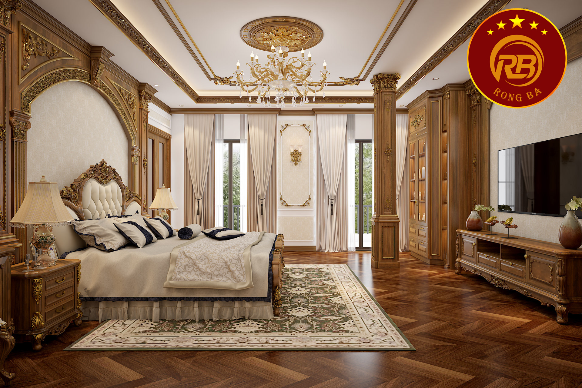 kích thước kệ tivi tân cổ điển 11