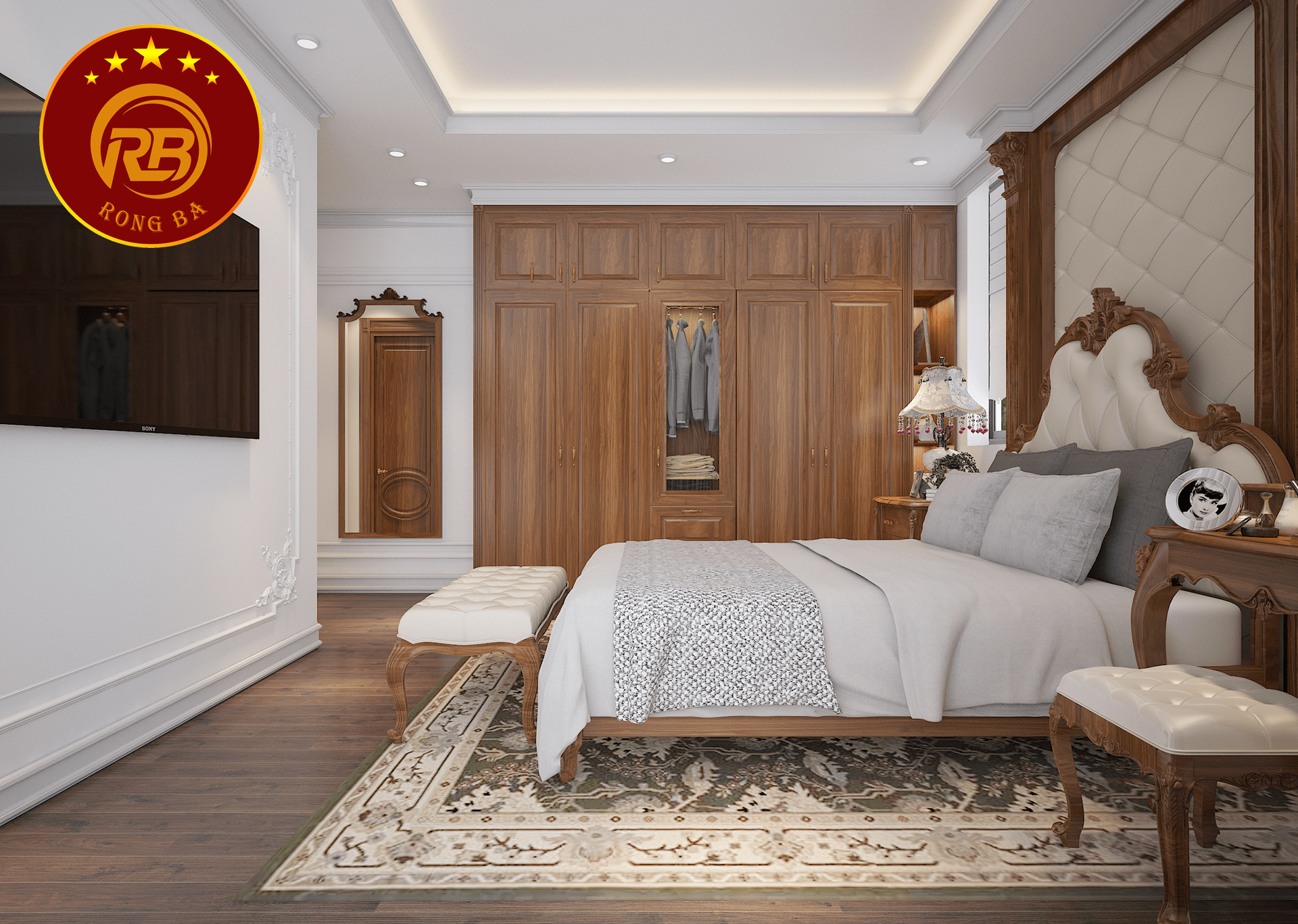 kích thước kệ tivi tân cổ điển 12