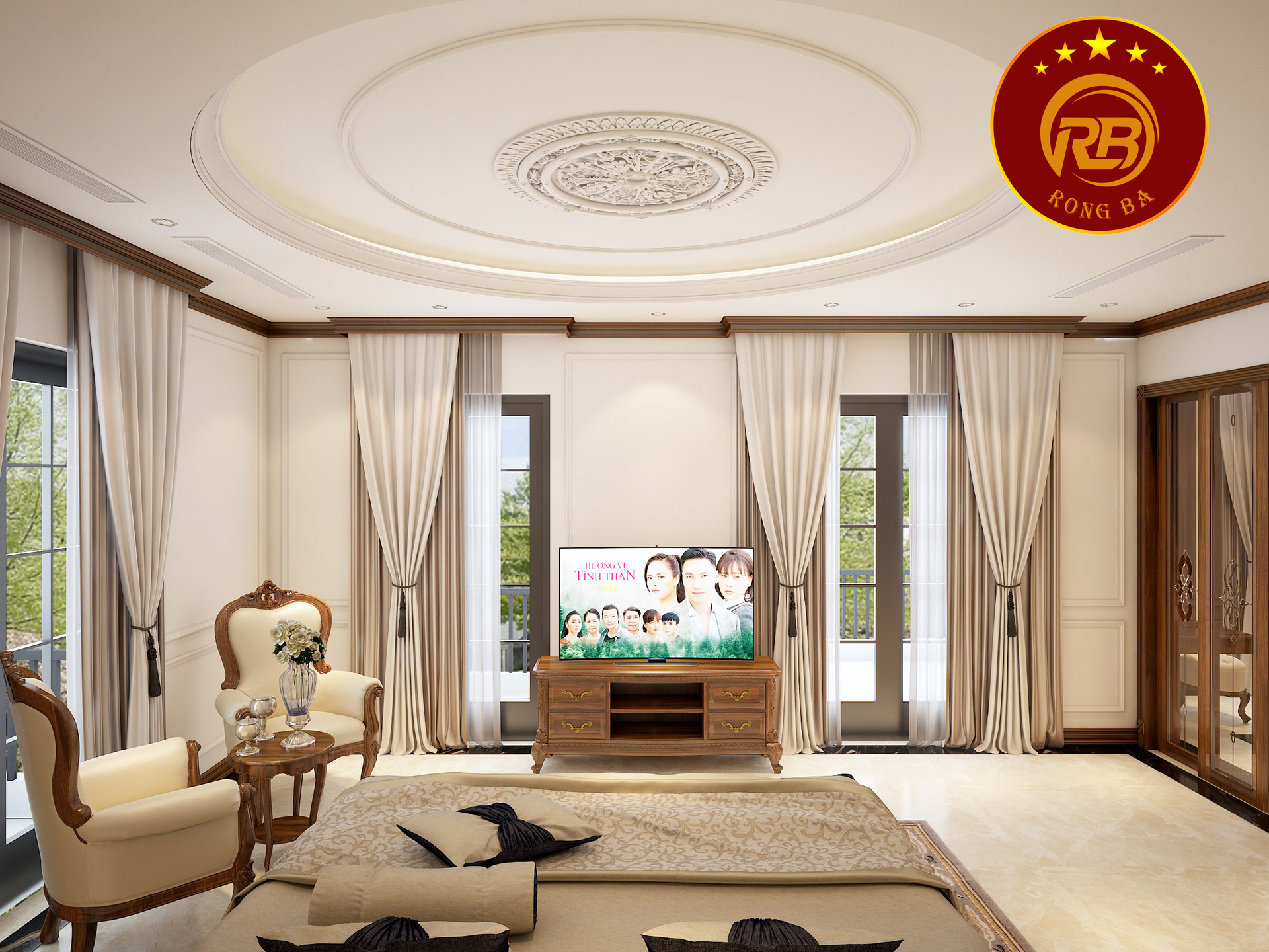 kích thước kệ tivi tân cổ điển 13