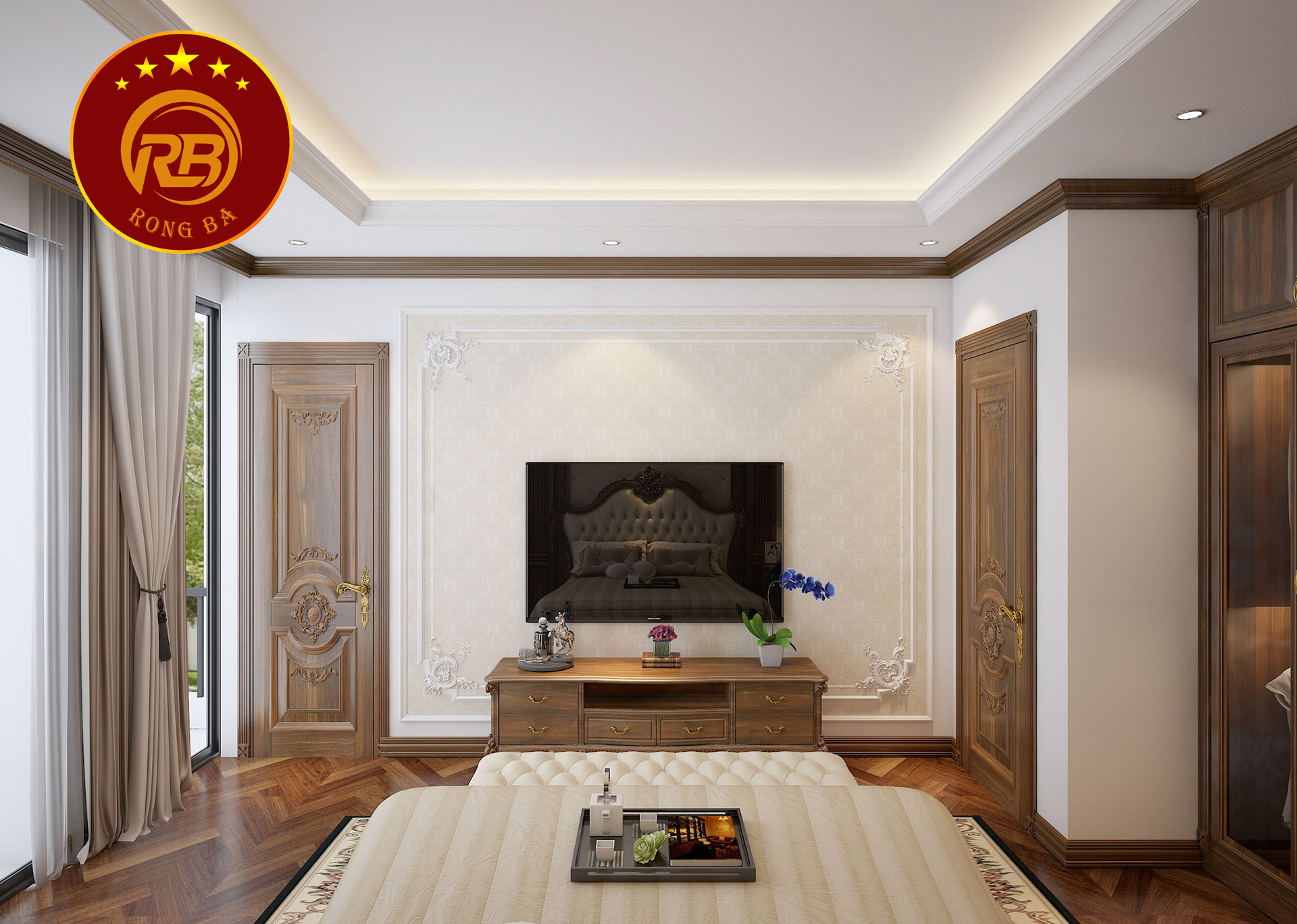 kích thước kệ tivi tân cổ điển 20
