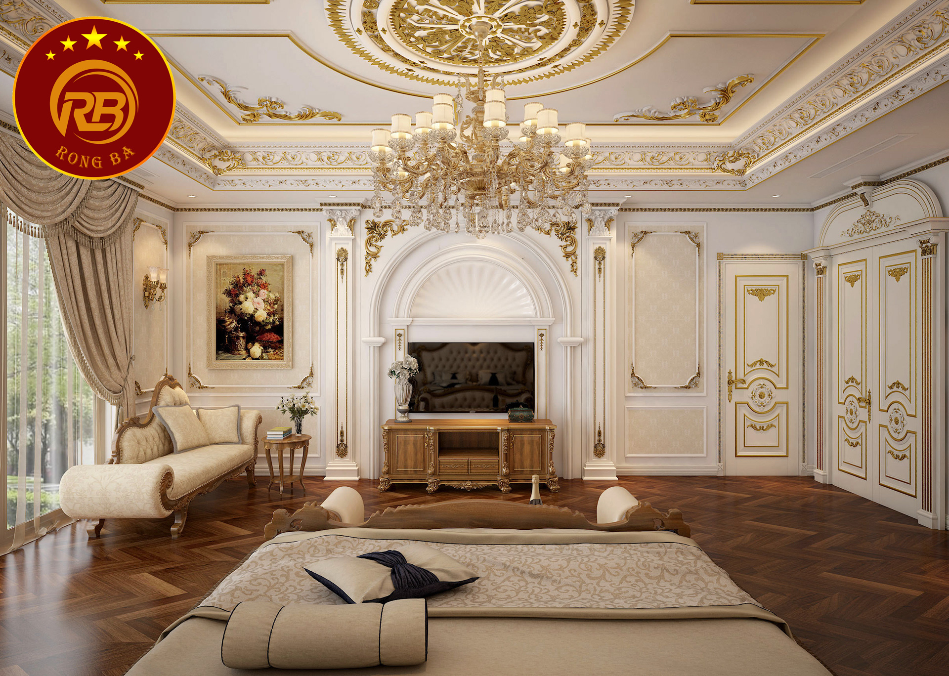 kích thước kệ tivi tân cổ điển 27