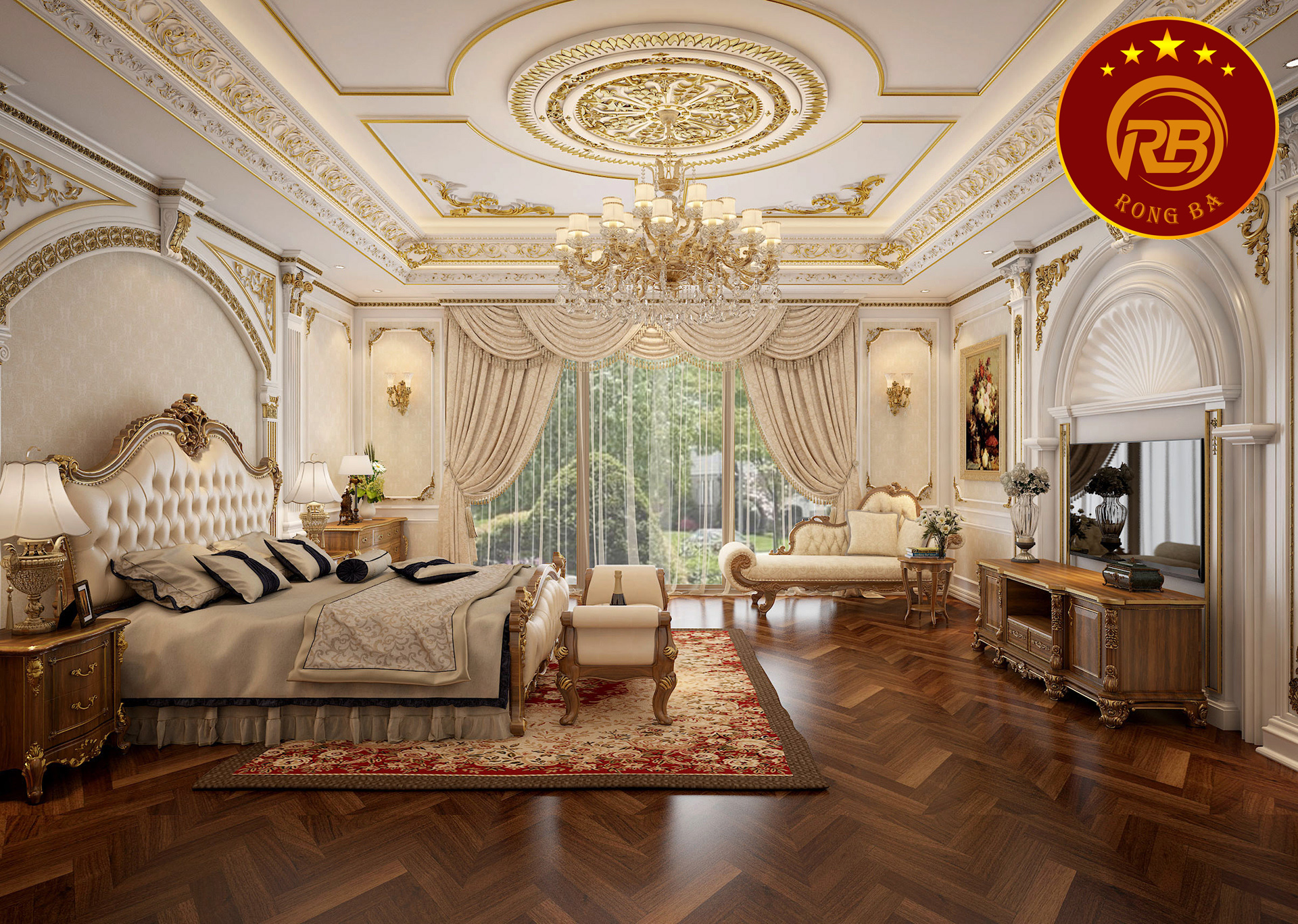 kích thước kệ tivi tân cổ điển 4