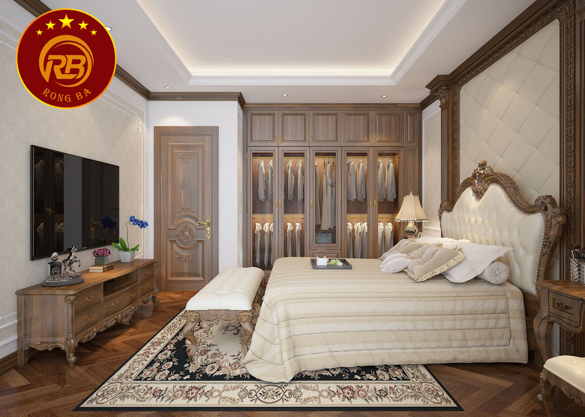 kích thước kệ tivi tân cổ điển 5