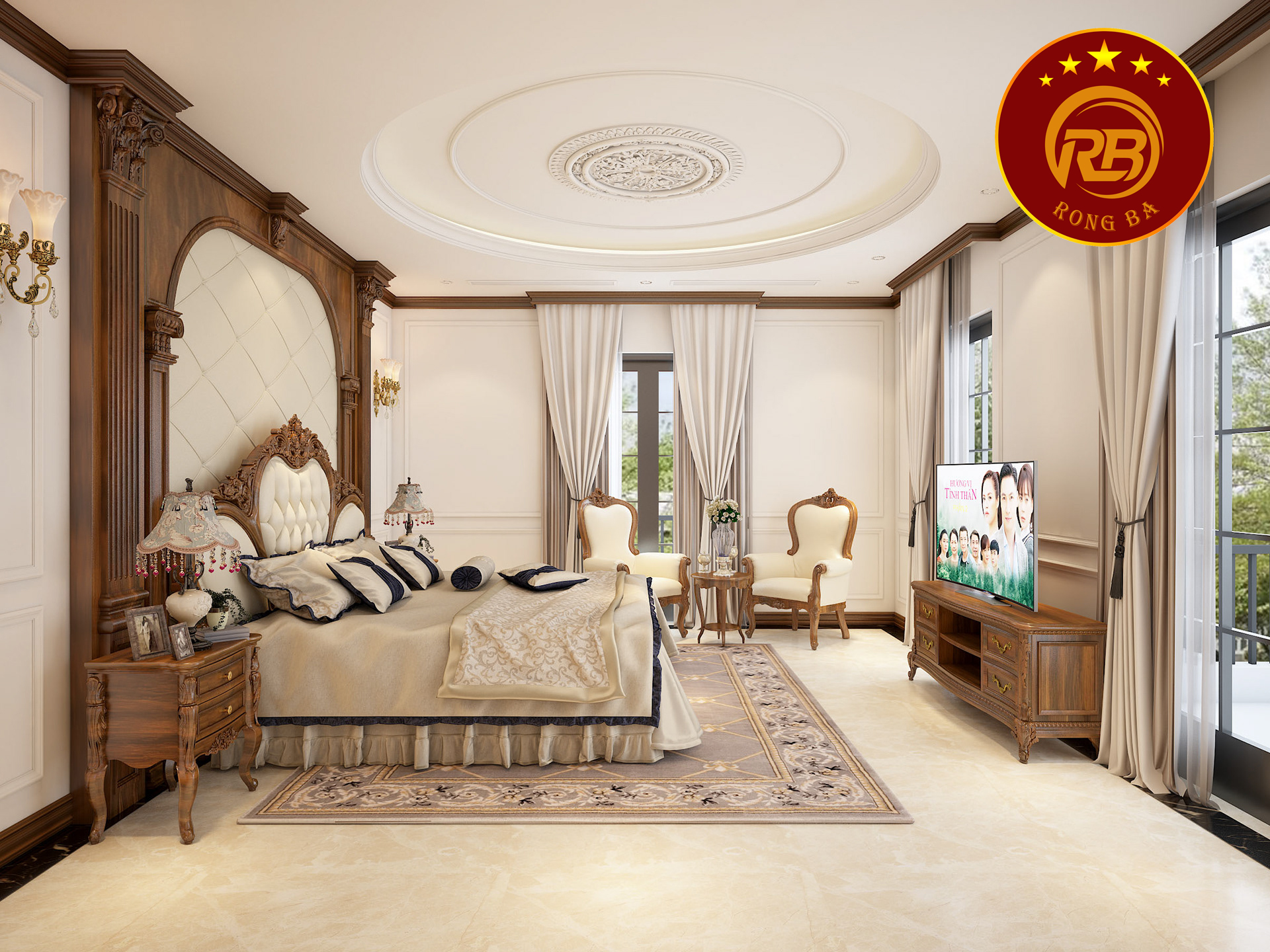 kích thước kệ tivi tân cổ điển 8
