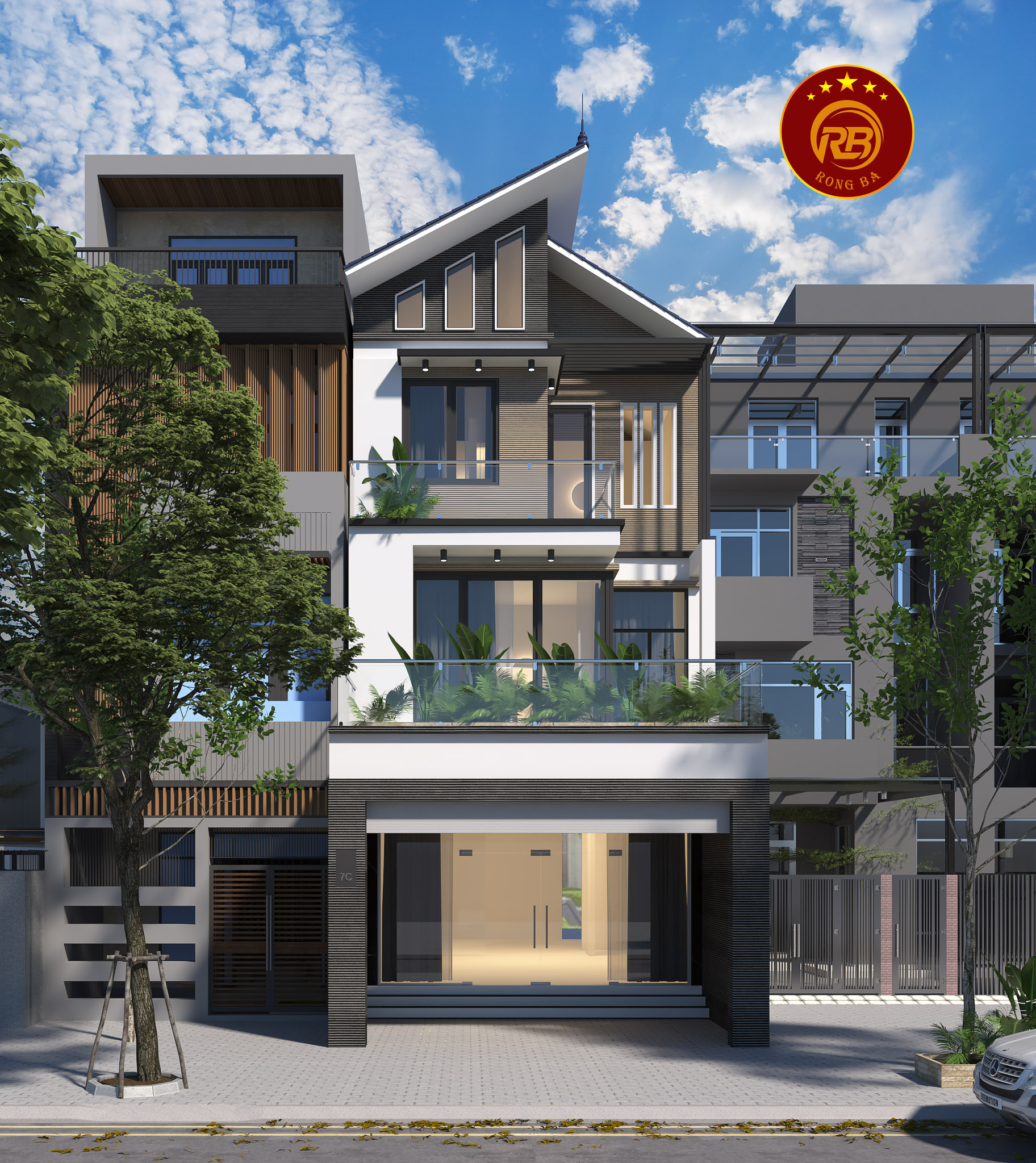 thiết kế mặt tiền nhà ống