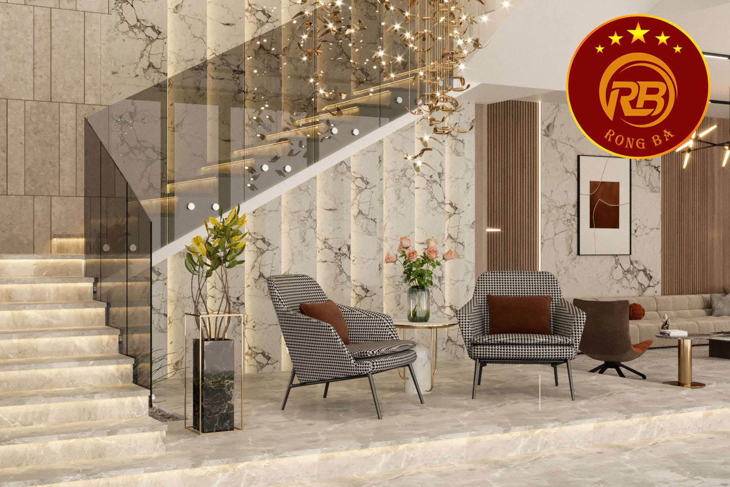 phòng khách đẹp có cầu thang 11