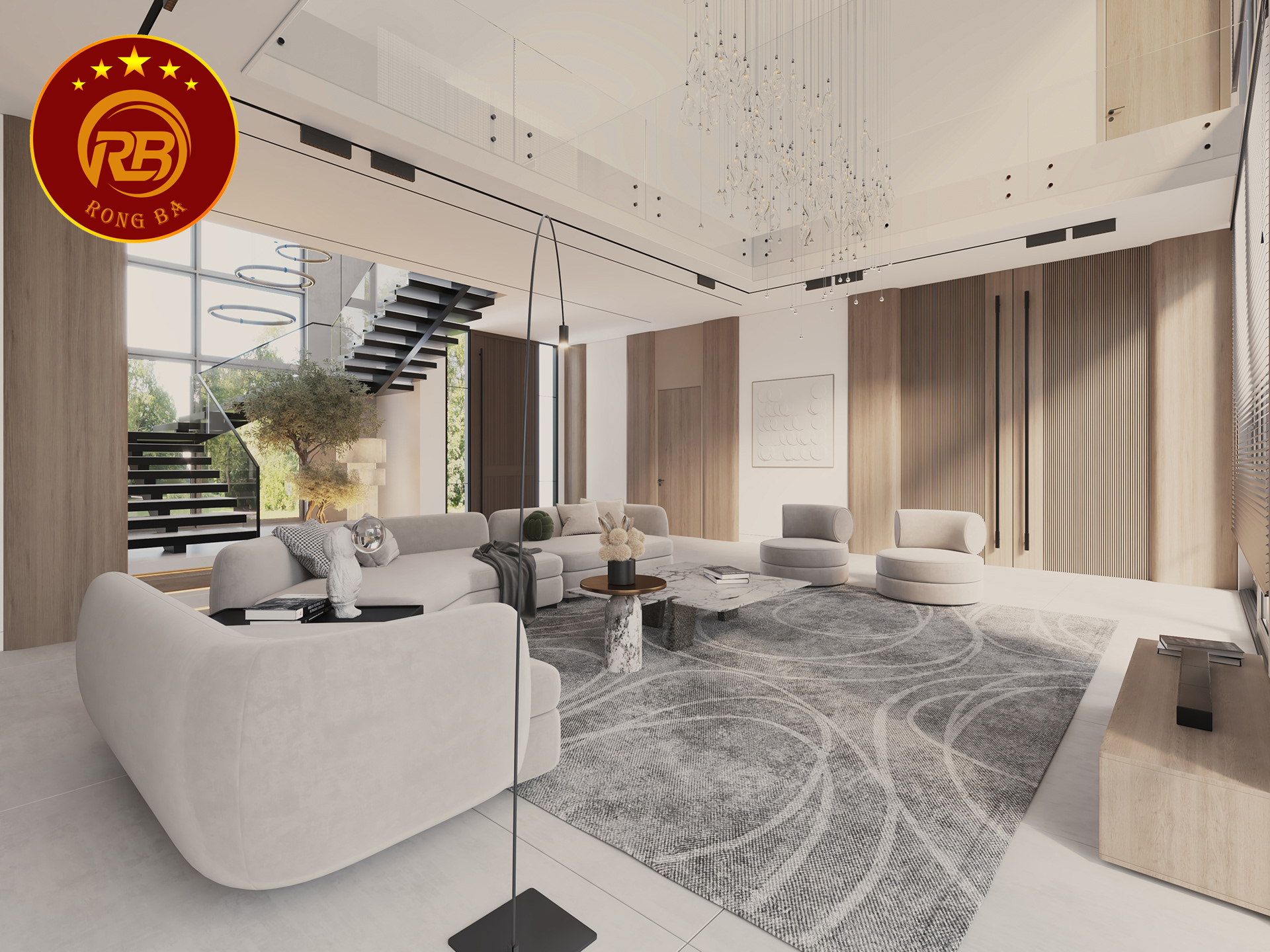 phòng khách đẹp có cầu thang 17