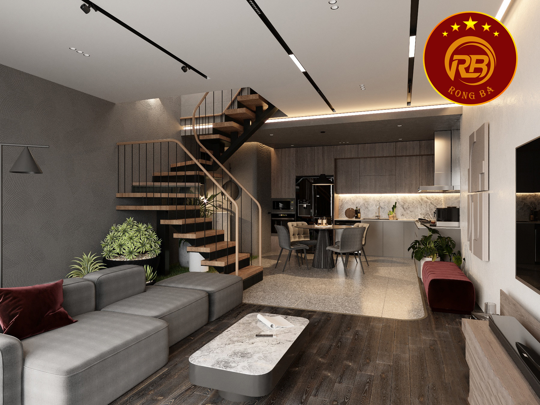 phòng khách đẹp có cầu thang 21
