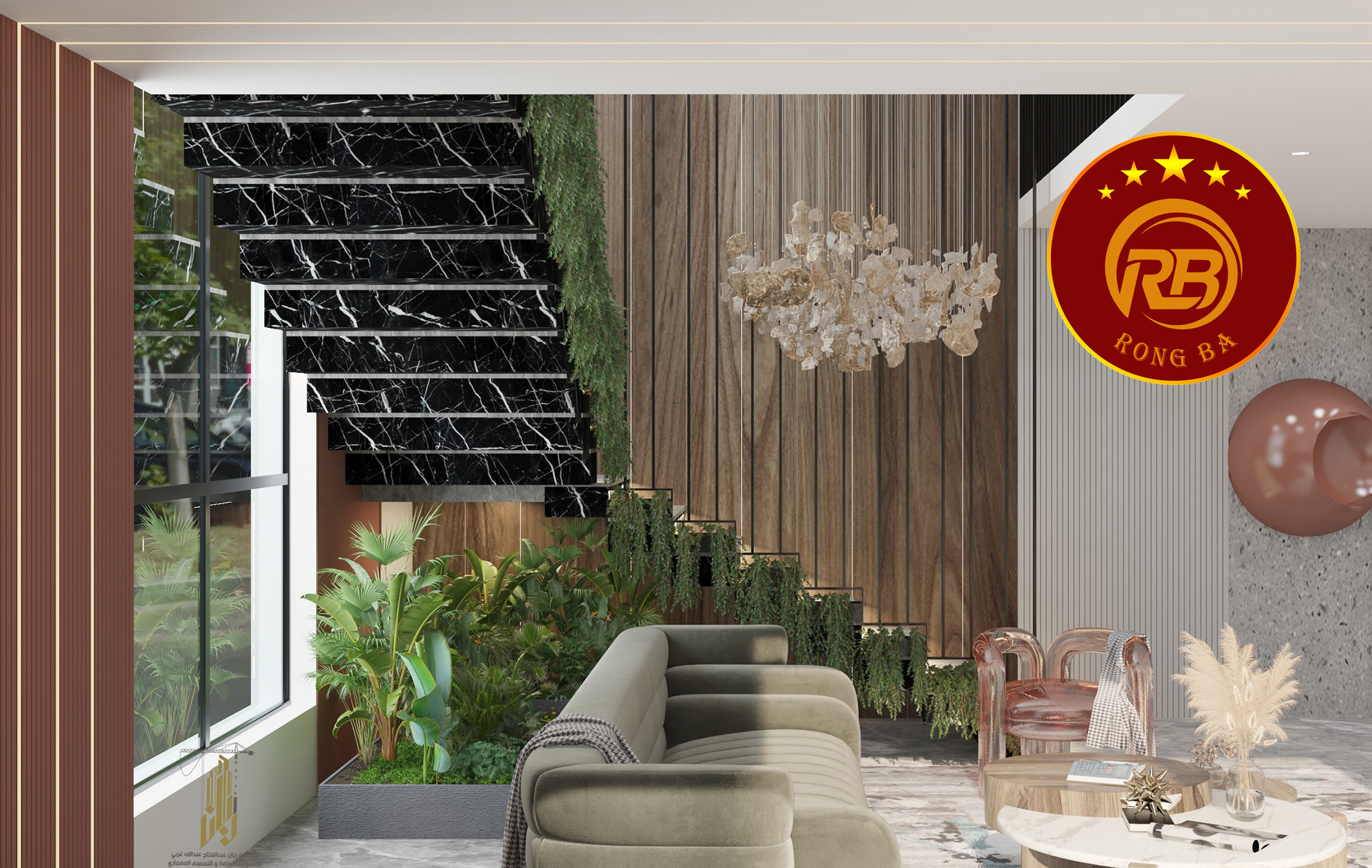 phòng khách đẹp có cầu thang 22
