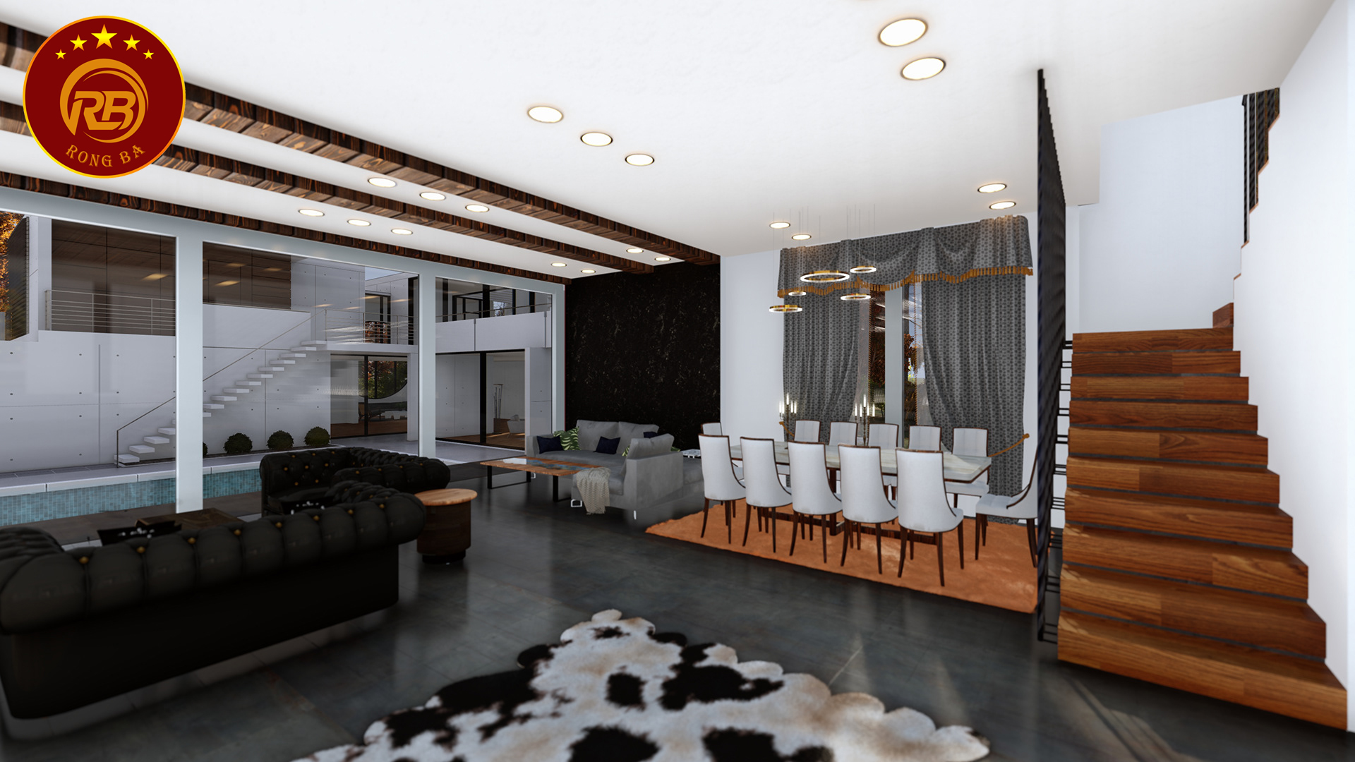 phòng khách đẹp có cầu thang 8