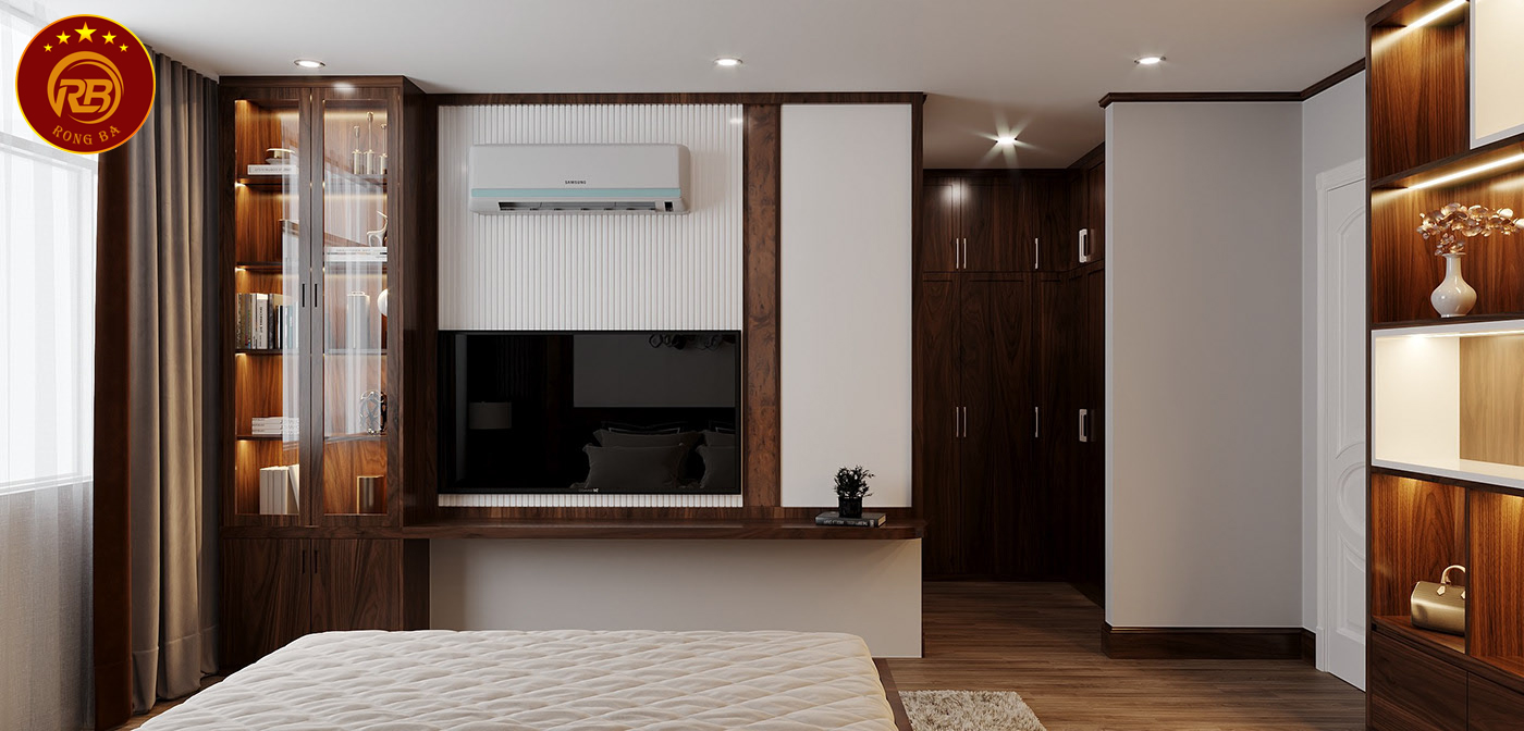 Thiết kế bộ phòng ngủ gỗ óc chó hiện đại sang trọng 2