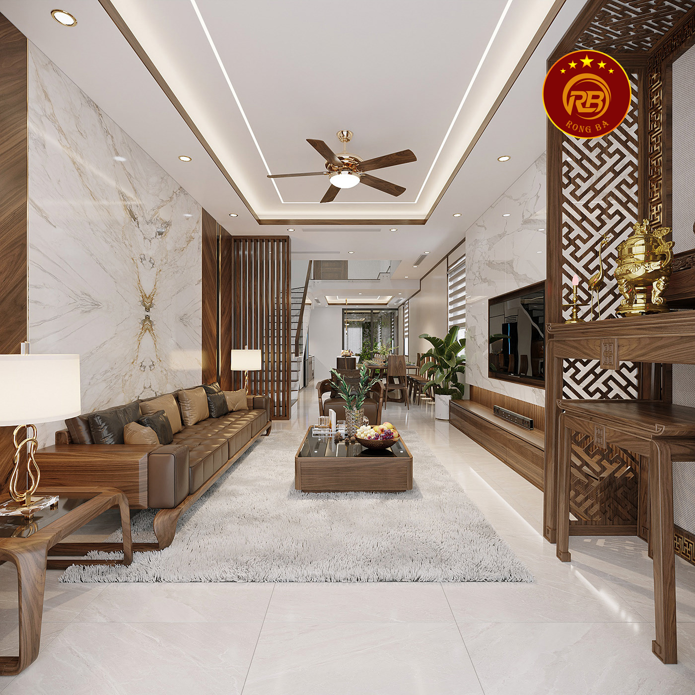 Thiết kế bộ sofa gỗ óc chó sản xuất thi công trọn gói 2