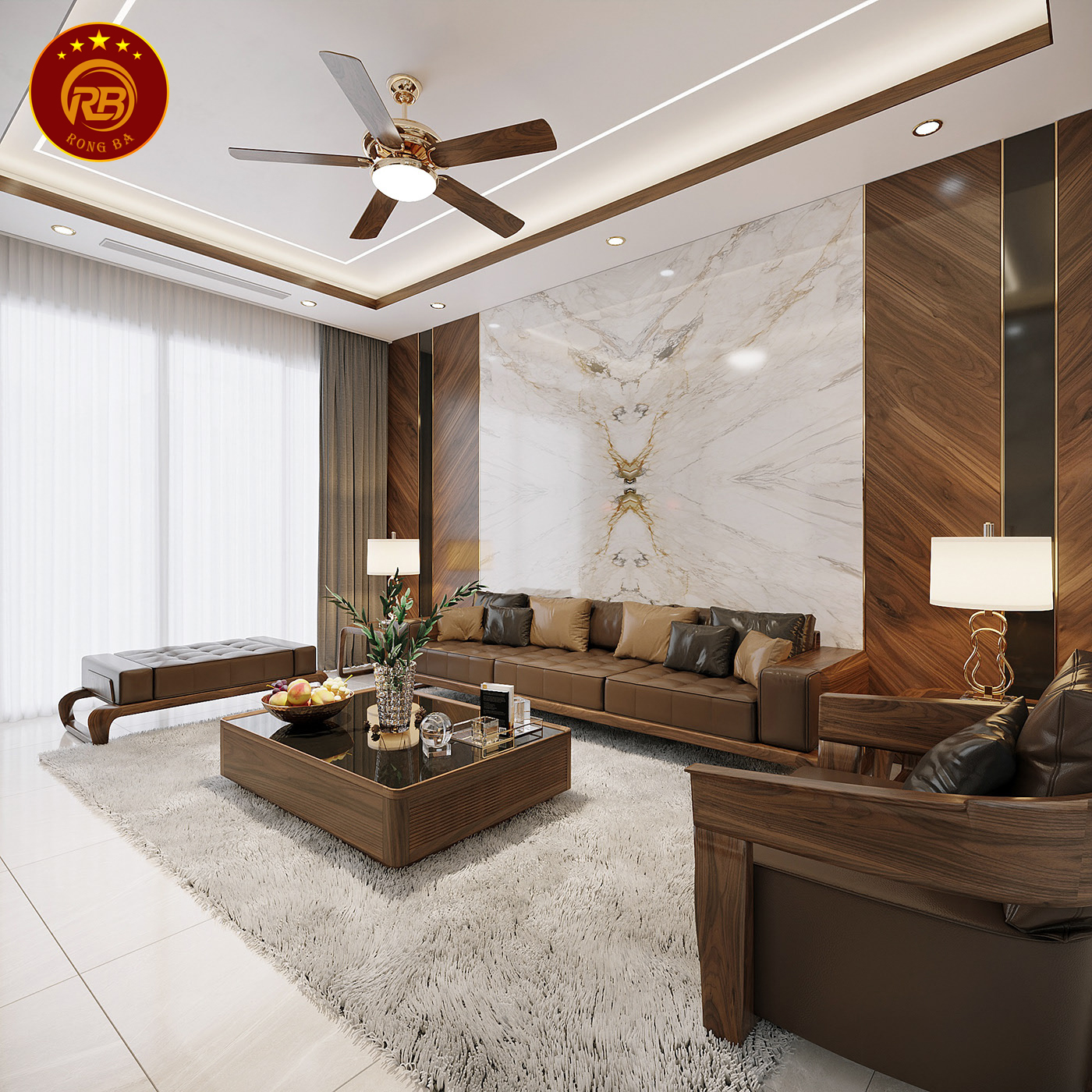 Thiết kế bộ sofa gỗ óc chó sản xuất thi công trọn gói 3