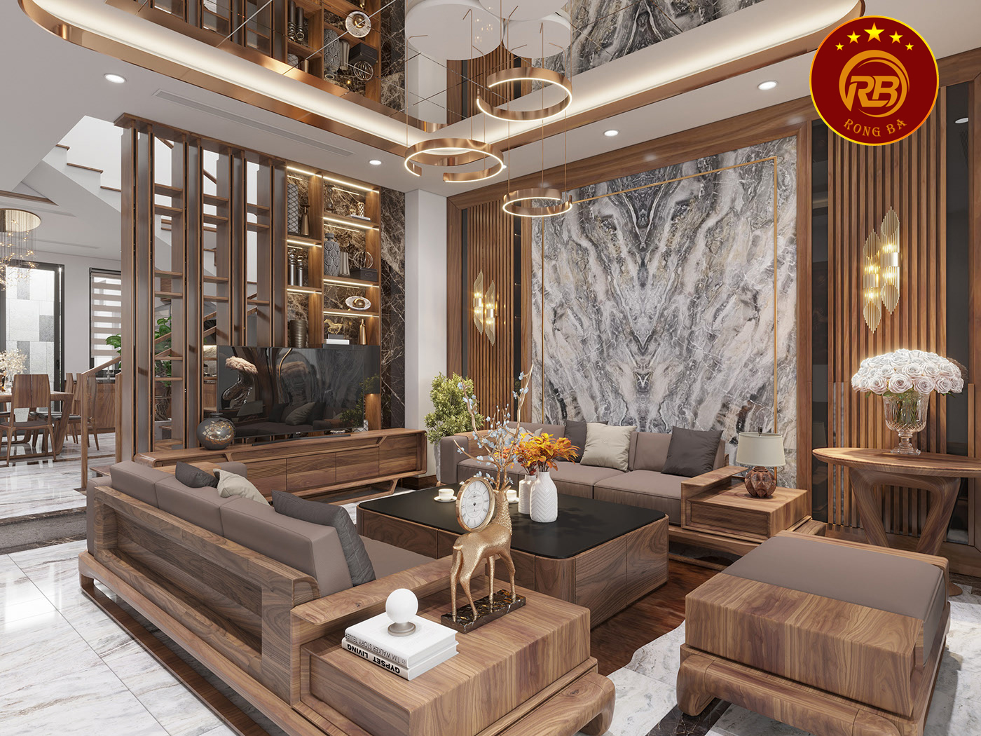 Thiết kế bàn ghế sofa gỗ óc chó sang trọng đẳng cấp 1