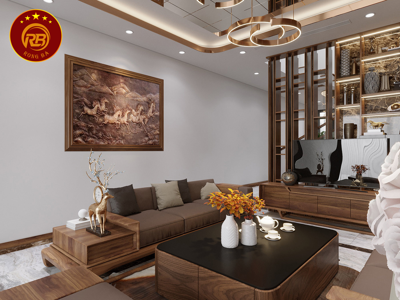 Thiết kế bàn ghế sofa gỗ óc chó sang trọng đẳng cấp 2